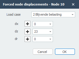 Node displacement dialog