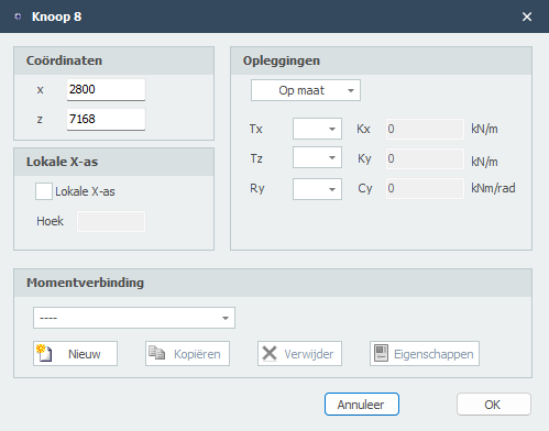 Knoop dialoogvenster