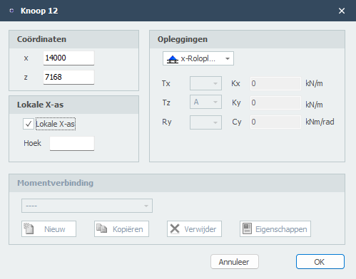 Lokaal assenstelsel dialoogvenster