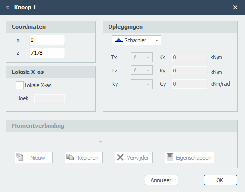 Oplegging dialoogvenster