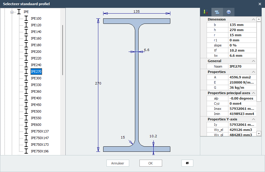 Standard steel profile